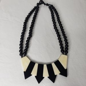 Acrylic Two Tone Black Cream Arrows Beads Handmade Statement Piece. Item #2255